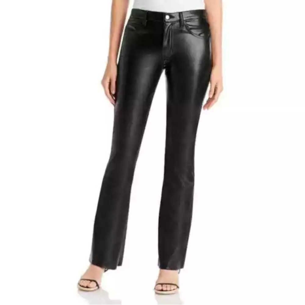 $595 A.L.C. Freddie Vegan Straight-Leg Faux Leather Pants Black size 6